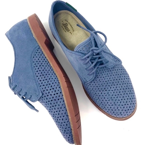 Bass Shoes - BASS ELLIS PERFORATED BLUE SUEDE PREPPY OXFORDS